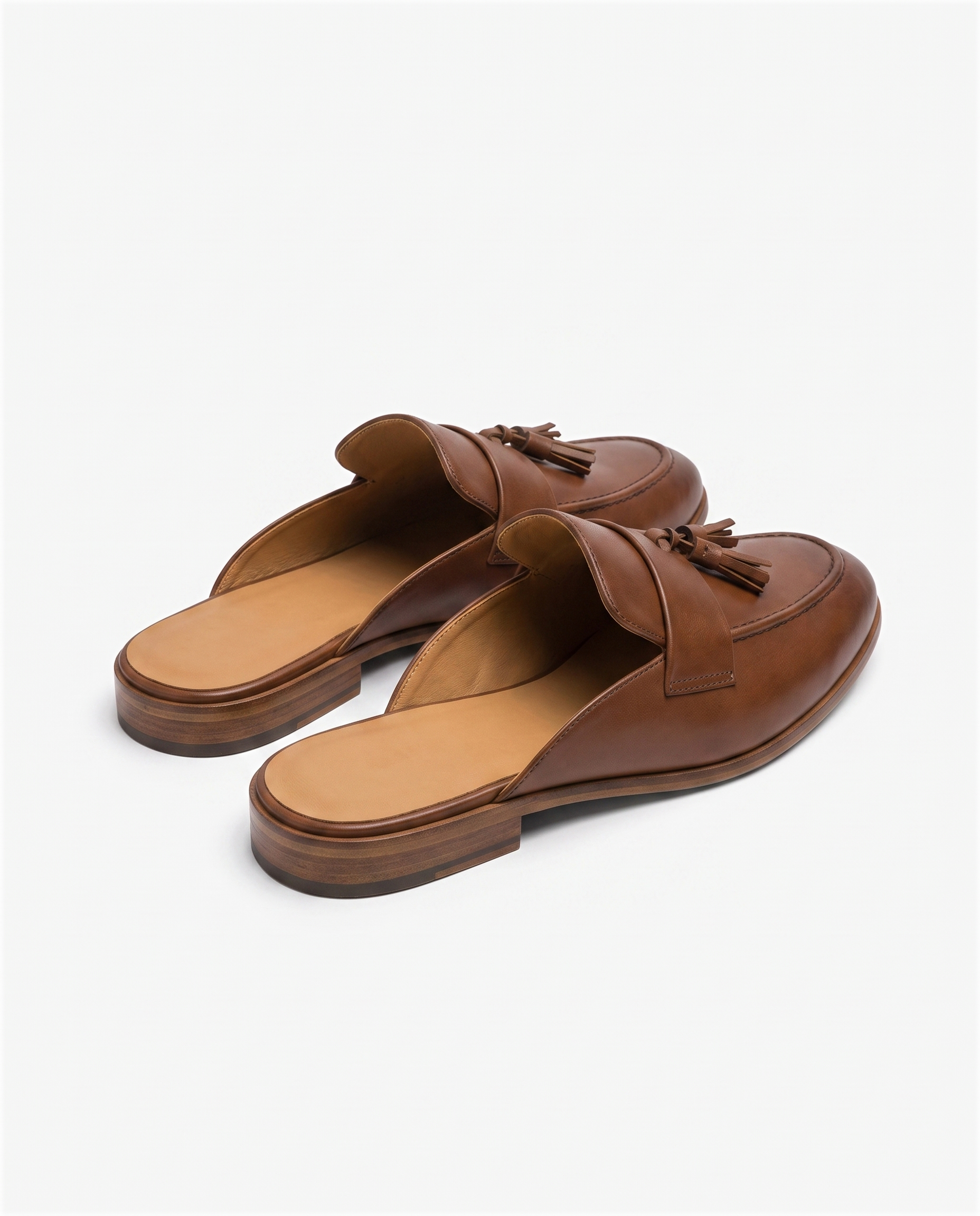 Herren Slipper Mules mit Quasten, Braun – Rückansicht
