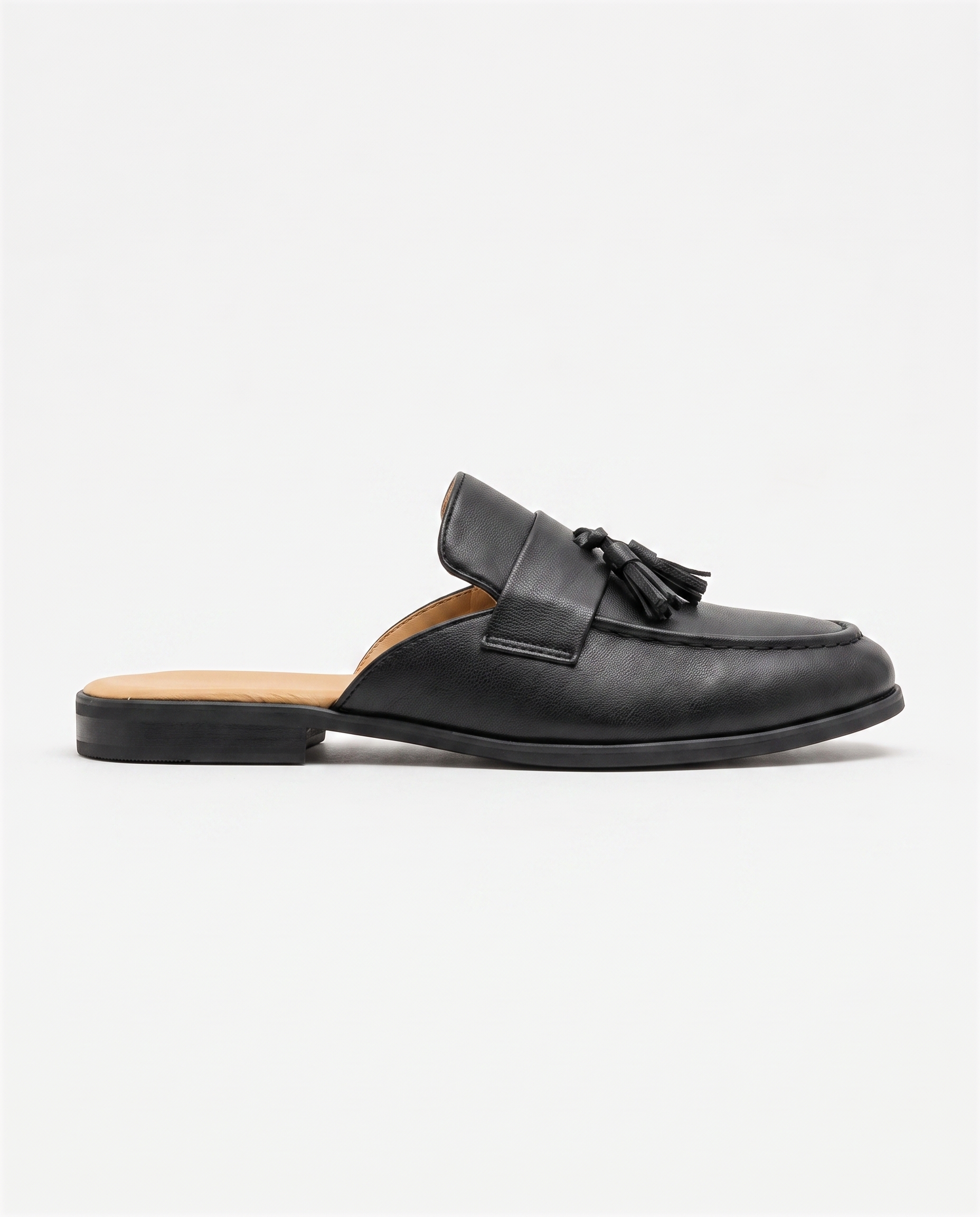 Herren Slipper Mules mit Quasten, Schwarz – Seitenansicht