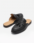 Herren Slipper Mules mit Quasten, Schwarz – Vorderansicht