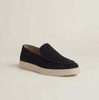 Herren Slipper in Veloursleder-Optik mit Plateausohle und Querpanel am Mittelfuß Ansicht 3