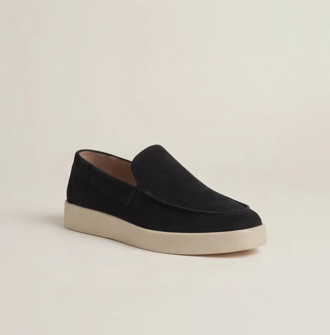 Herren Slipper in Veloursleder-Optik mit Plateausohle und Querpanel am Mittelfuß Ansicht 3