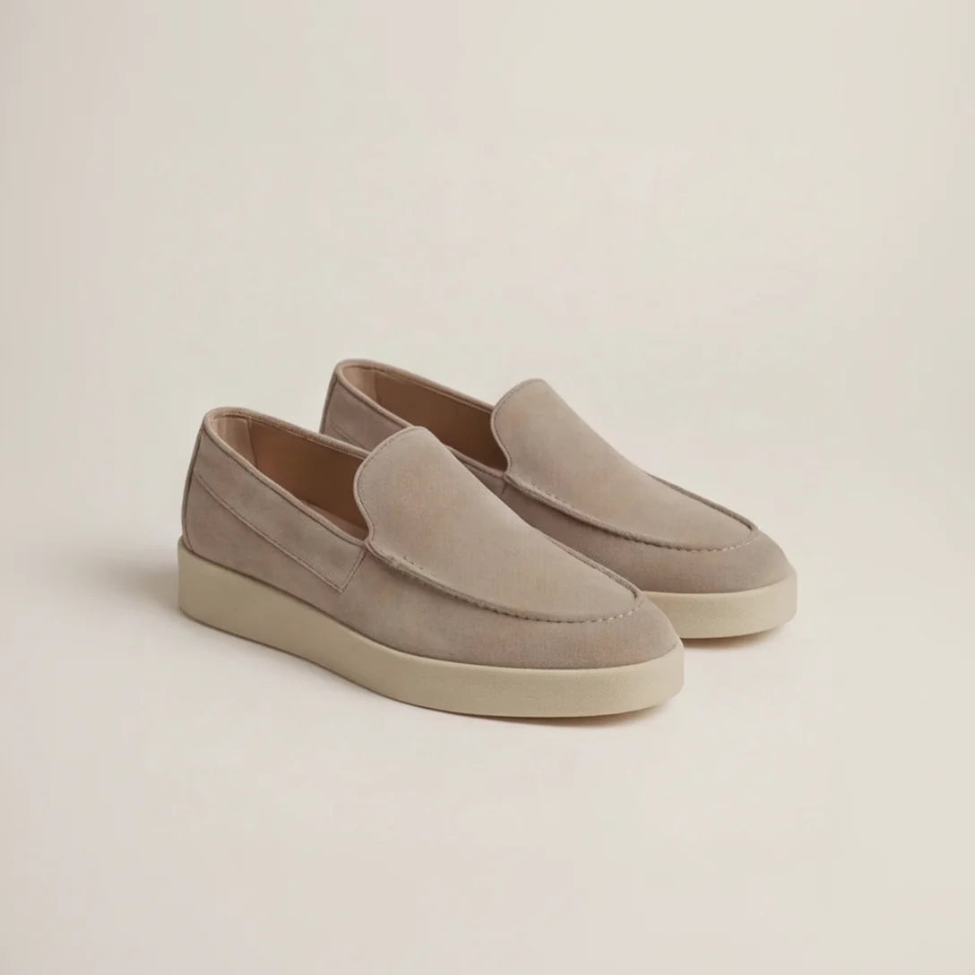 Herren Slipper in Veloursleder-Optik mit Plateausohle und Querpanel am Mittelfuß Ansicht 6