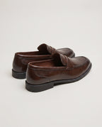 Herren Slipper mit Zierriemen, Braun – Rückansicht