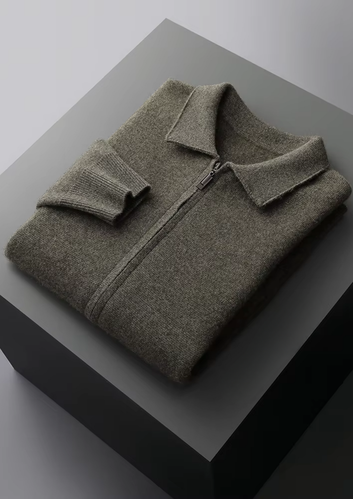 Herren Strickjacke mit Hemdkragen und Durchgehendem Reißverschluss – Ansicht 14