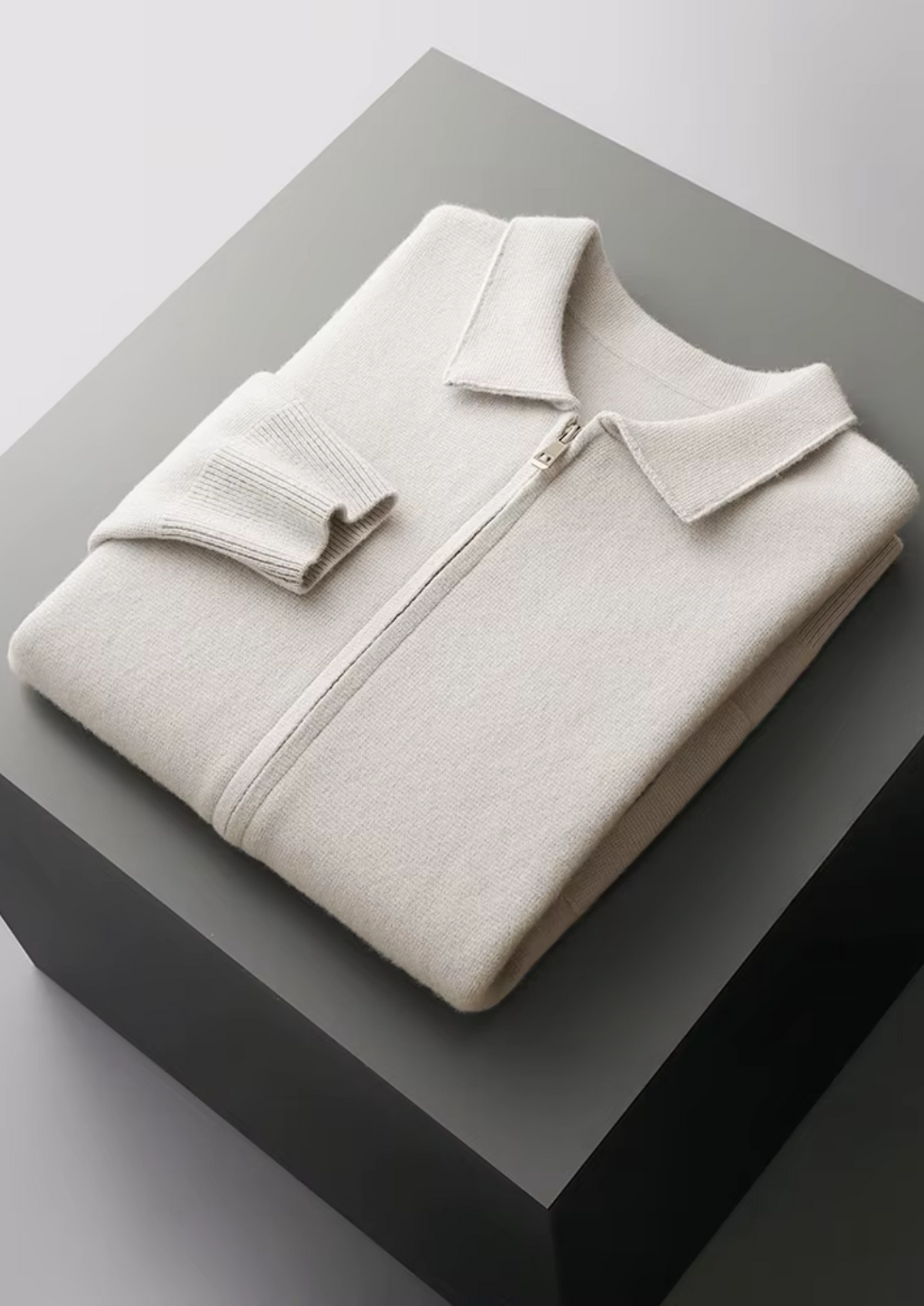Herren Strickjacke mit Hemdkragen und Durchgehendem Reißverschluss – Ansicht 15
