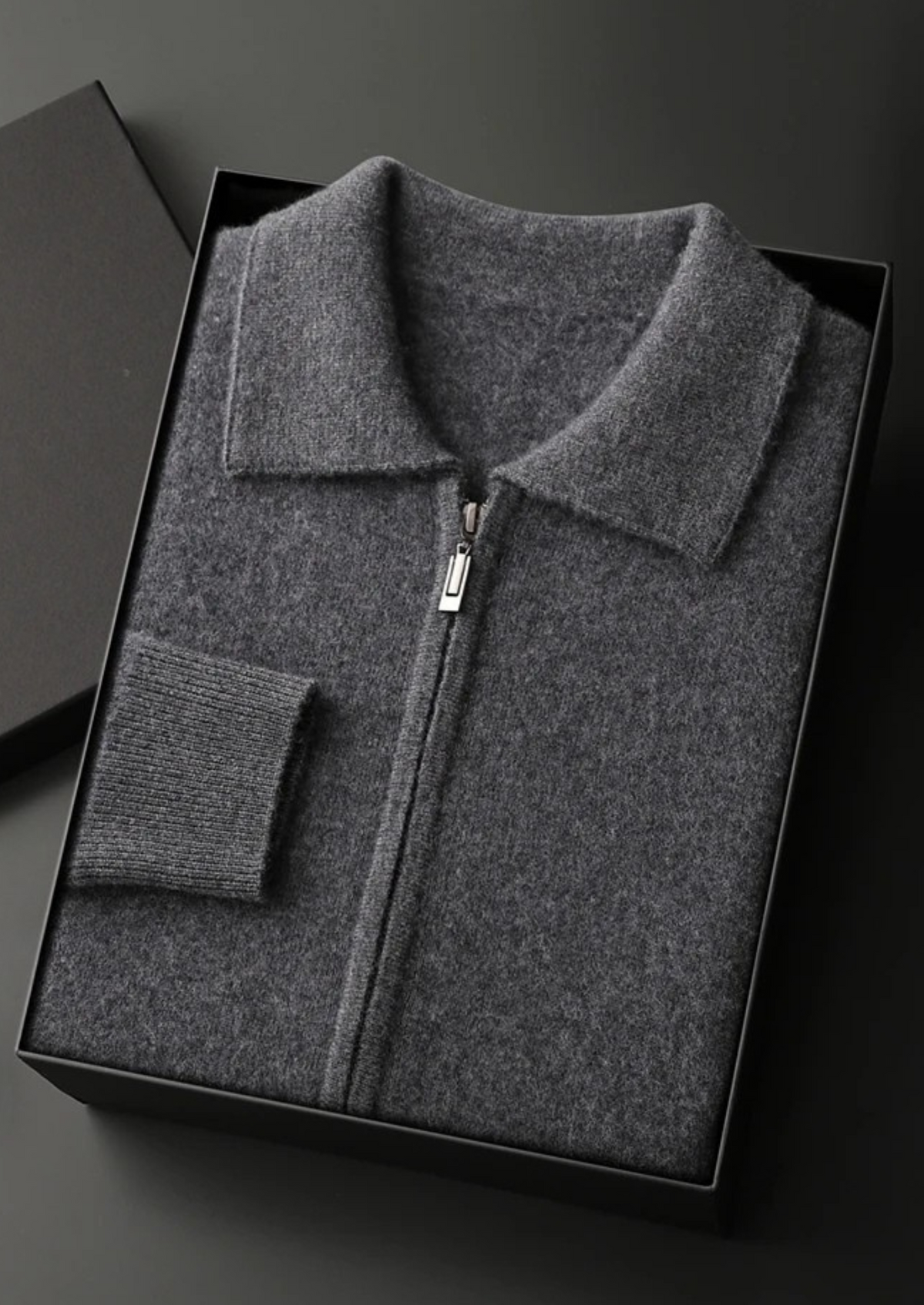 Herren Strickjacke mit Hemdkragen und Durchgehendem Reißverschluss – Ansicht 18
