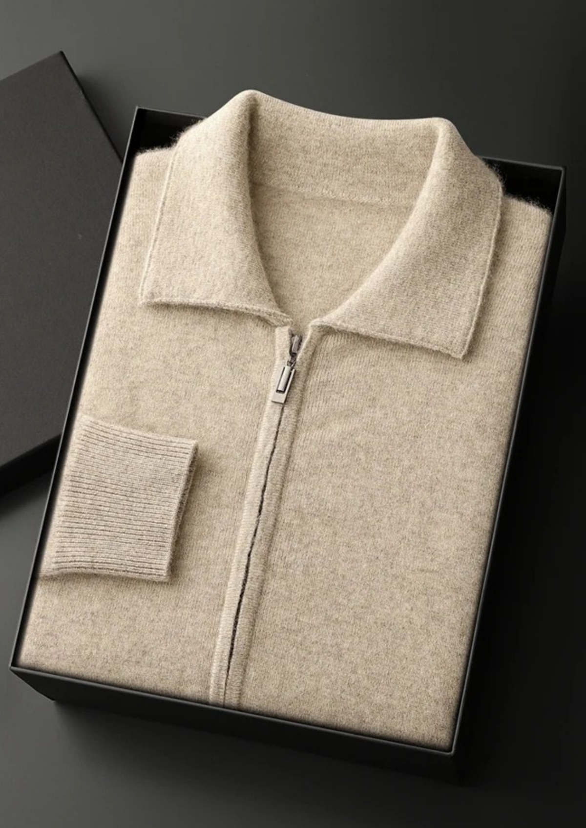 Herren Strickjacke mit Hemdkragen und Durchgehendem Reißverschluss – Ansicht 19