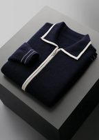 Herren Strickjacke mit Hemdkragen und Kontrastpaspel – Ansicht 3