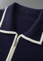 Herren Strickjacke mit Hemdkragen und Kontrastpaspel – Ansicht 4