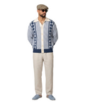 Herren Strickjacke mit Hemdkragen und Rautenmuster