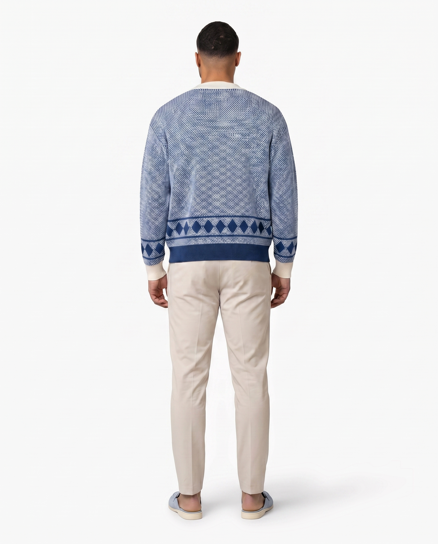 Herren Strickjacke mit Hemdkragen und Rautenmuster – Ansicht 2