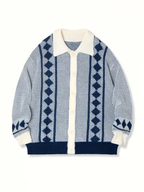 Herren Strickjacke mit Hemdkragen und Rautenmuster – Ansicht 3