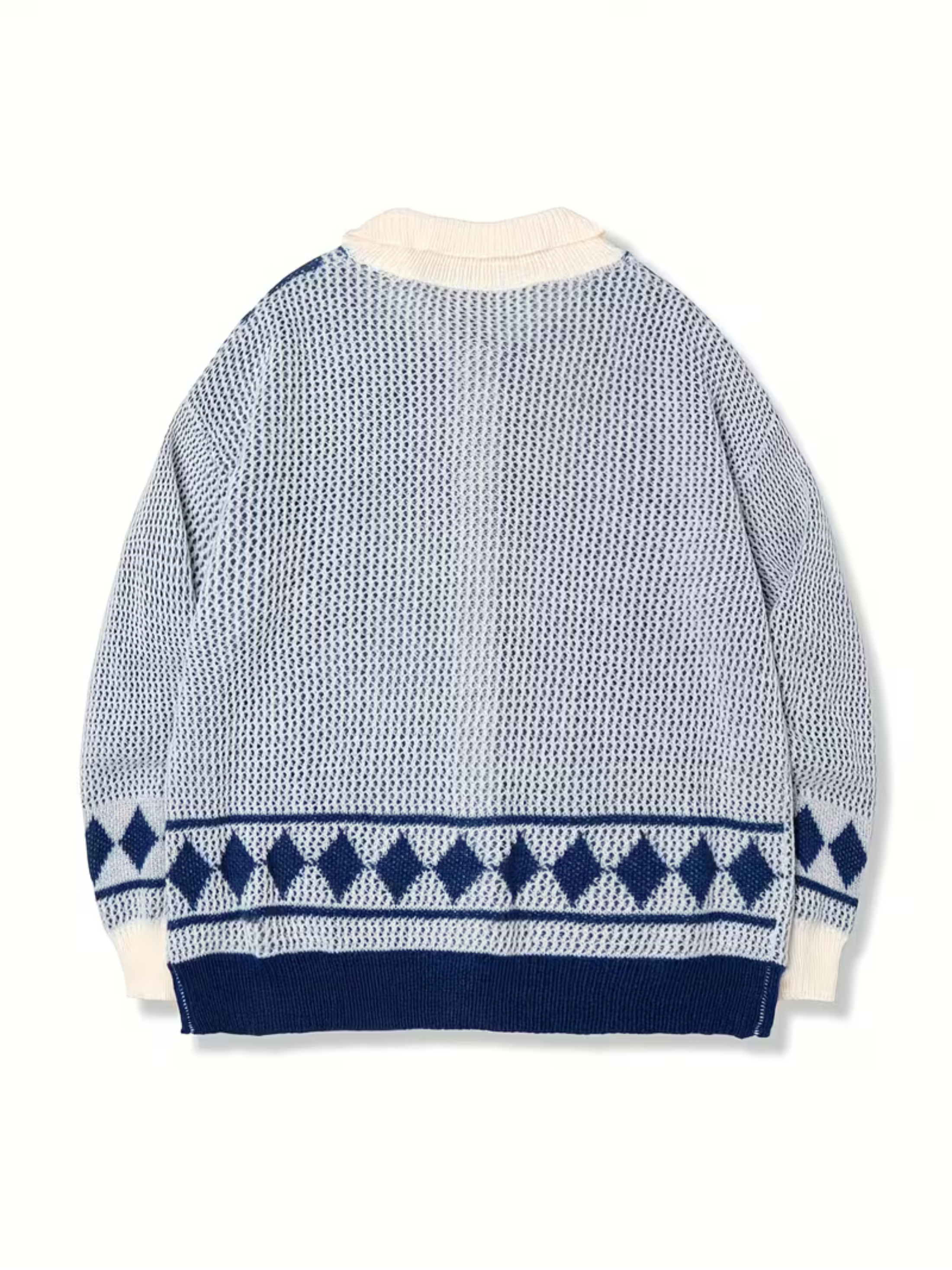 Herren Strickjacke mit Hemdkragen und Rautenmuster – Ansicht 4