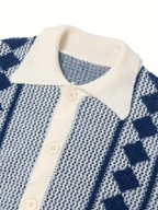 Herren Strickjacke mit Hemdkragen und Rautenmuster – Ansicht 5