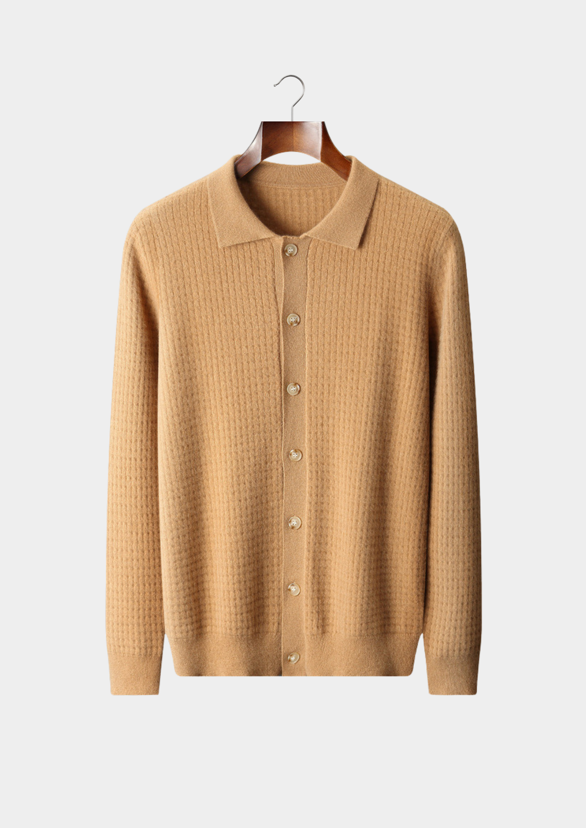 Herren Strickjacke mit Hemdkragen und Strukturmuster – Ansicht 3