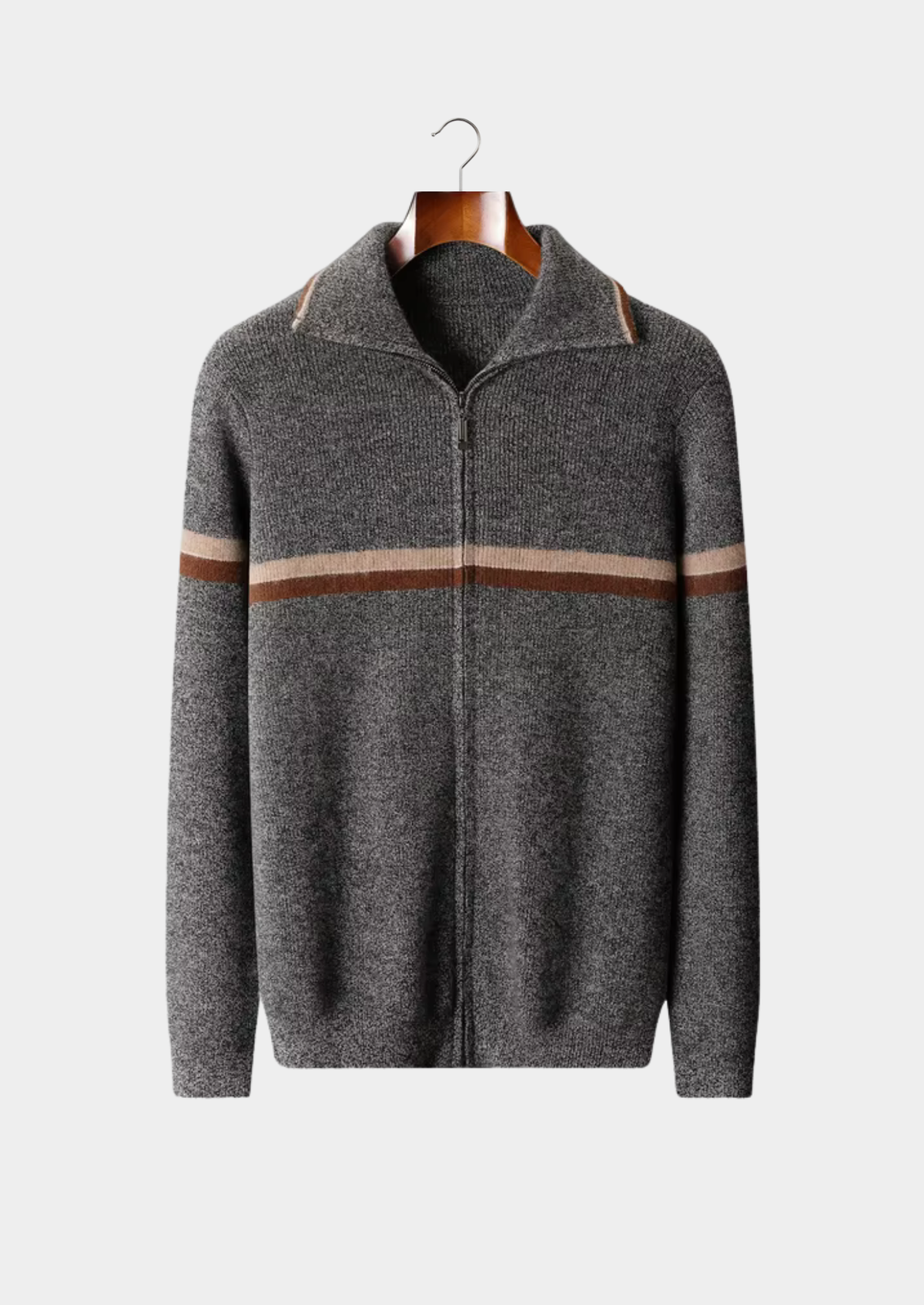 Herren Strickjacke mit Reißverschluss und Breitem Kontraststreifen