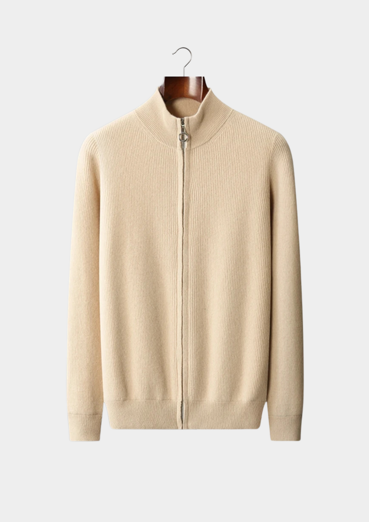 Herren Strickjacke mit Reißverschluss und Feiner Rippstruktur