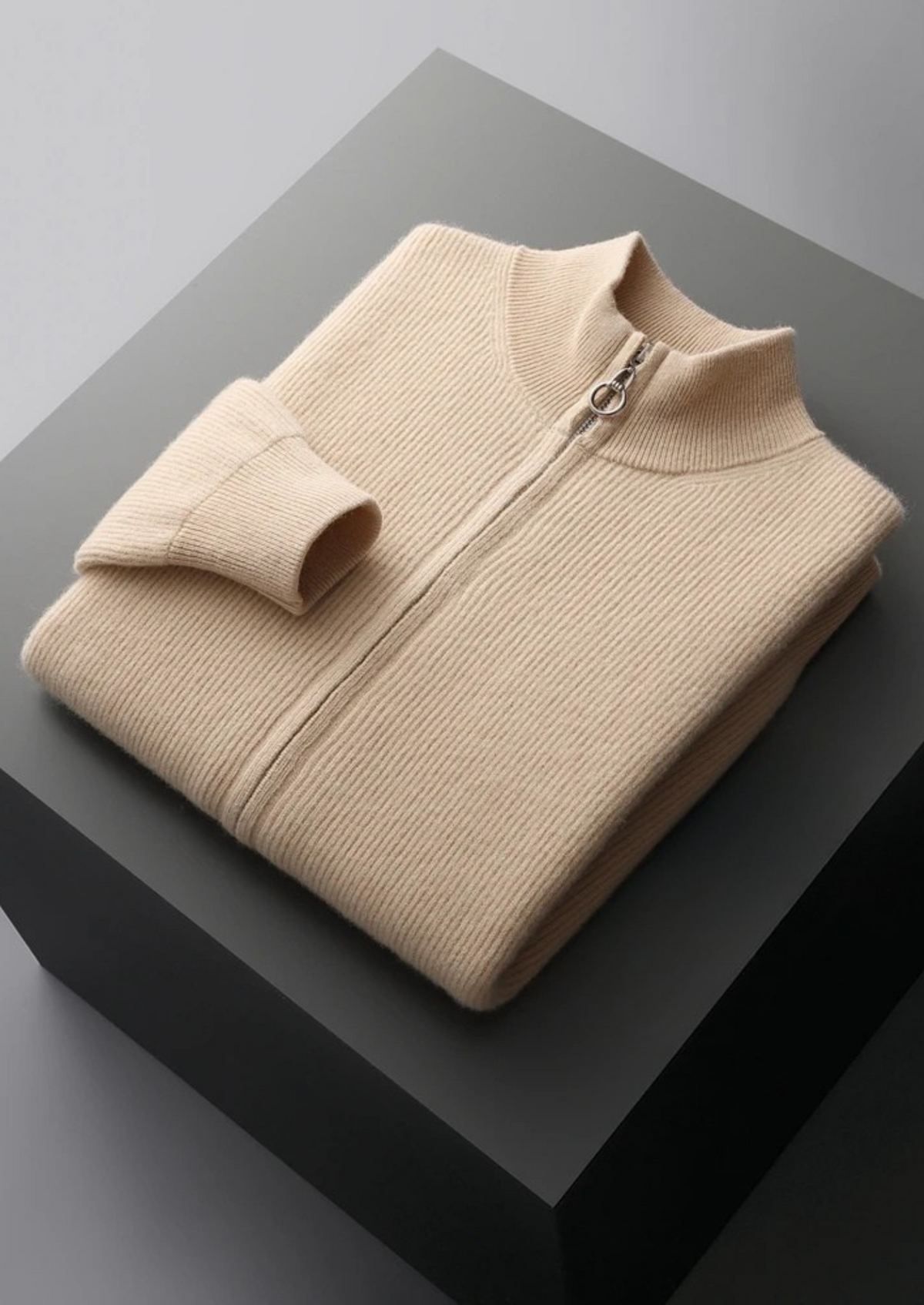 Herren Strickjacke mit Reißverschluss und Feiner Rippstruktur – Ansicht 3