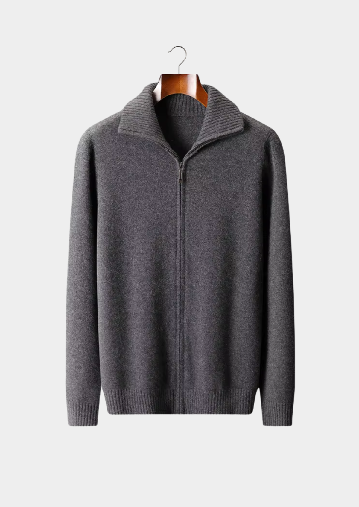 Herren Strickjacke mit Reißverschluss und Hohem Stehkragen