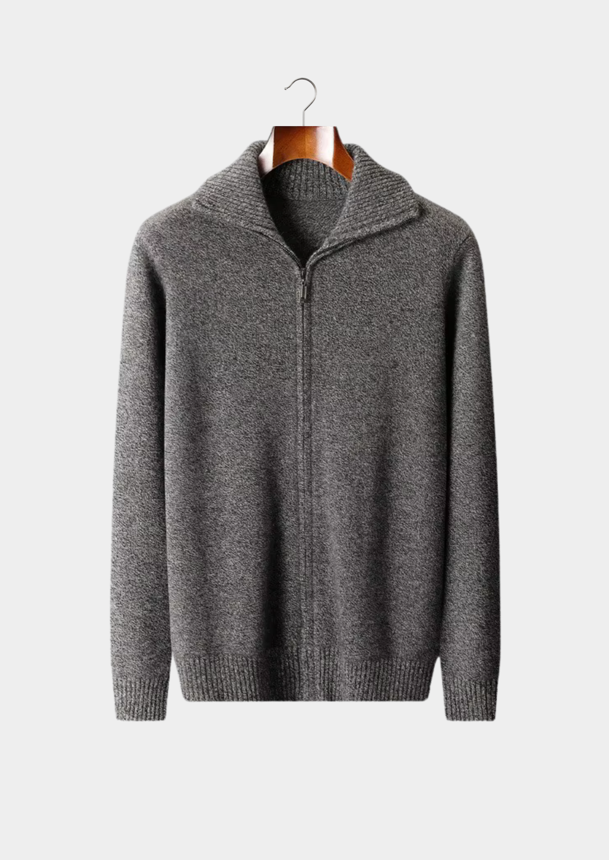 Herren Strickjacke mit Reißverschluss und Hohem Stehkragen – Ansicht 4