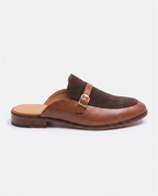 Herren Wildleder Slipper Mules mit Zierschnalle, Braun – Seitenansicht