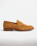 Herren Wildleder Slipper mit Zierriemen, Camel – Seitenansicht