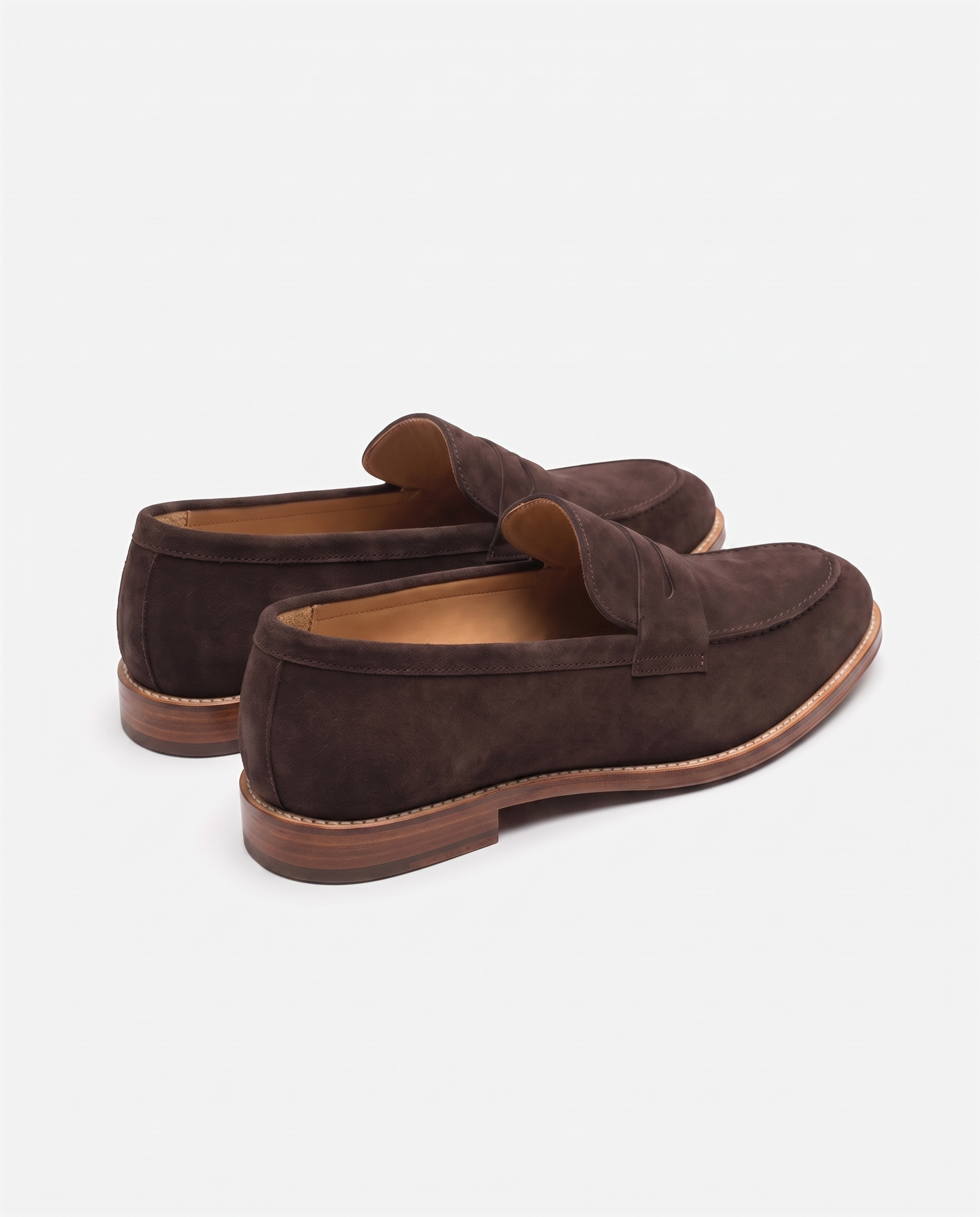 Herren Wildleder Slipper mit Zierriemen, Braun – Rückansicht