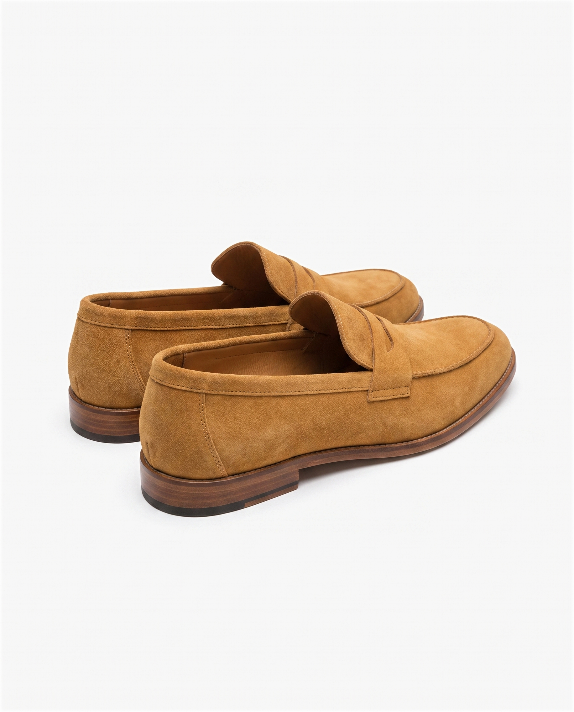 Herren Wildleder Slipper mit Zierriemen, Camel – Rückansicht