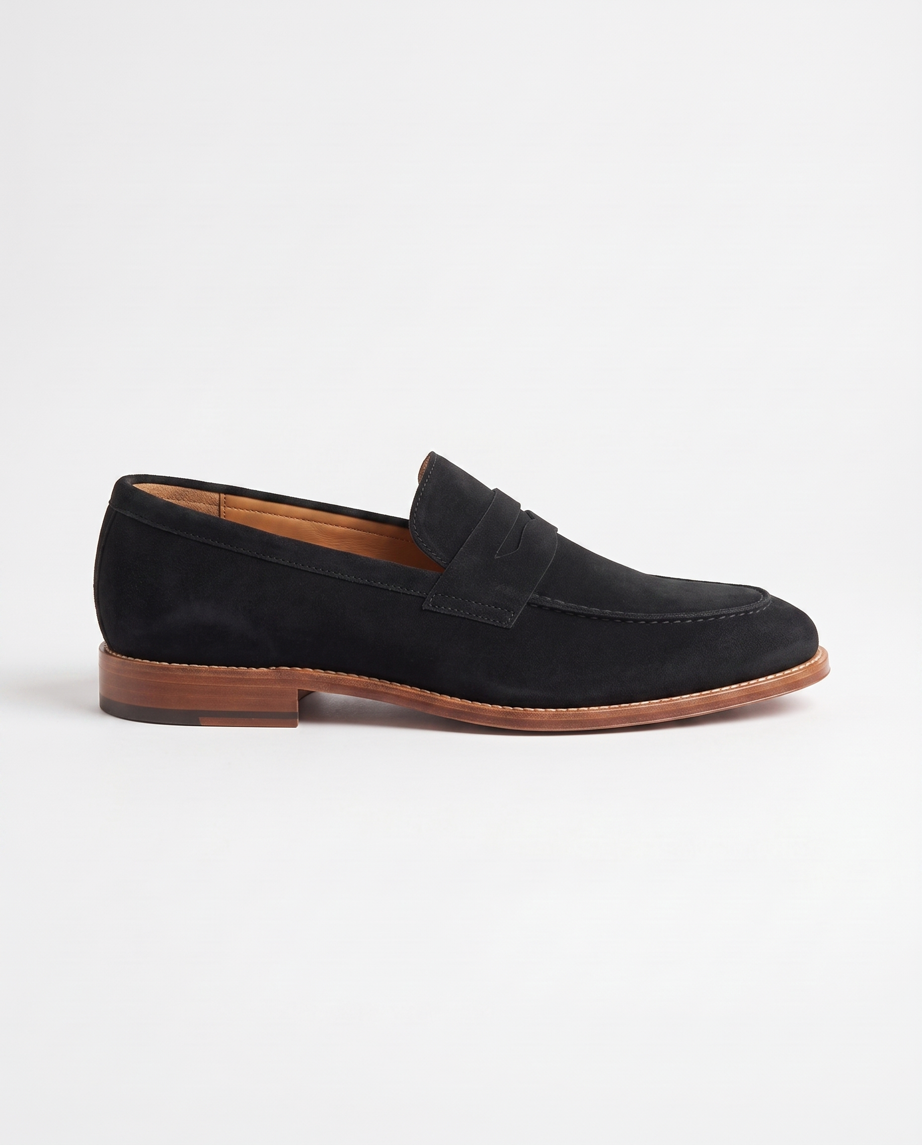 Herren Wildleder Slipper mit Zierriemen, Schwarz – Seitenansicht