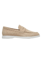 Herren Wildleder Penny Loafer mit weißer Flachsohle