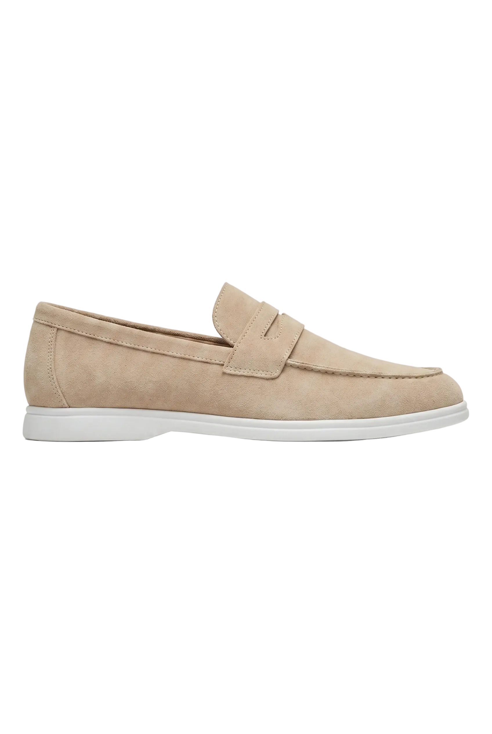 Herren Wildleder Penny Loafer mit weißer Flachsohle