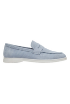 Herren Wildleder Penny Loafer mit weißer Flachsohle