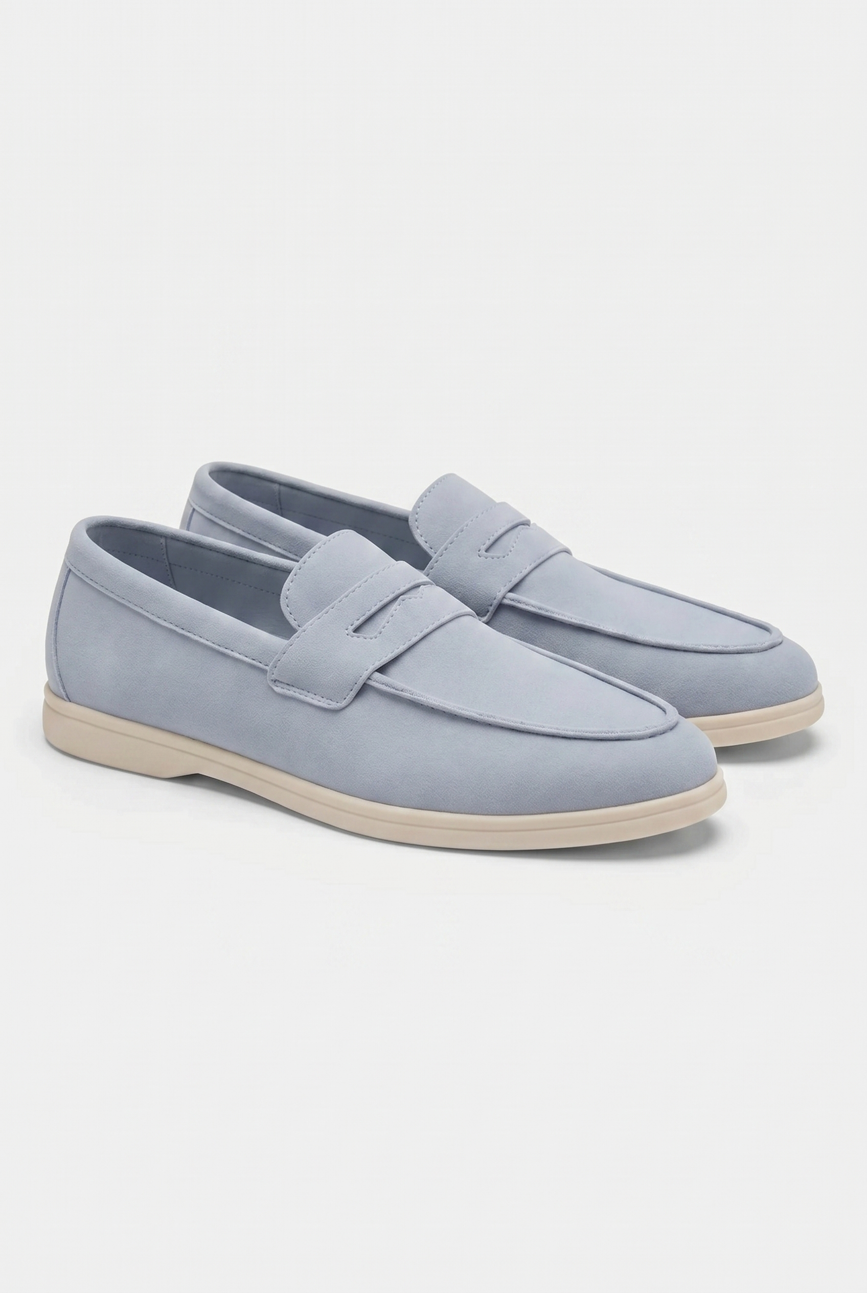 Herren Wildleder Penny Loafer mit weißer Flachsohle
