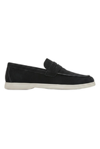 Herren Wildleder Penny Loafer mit weißer Flachsohle