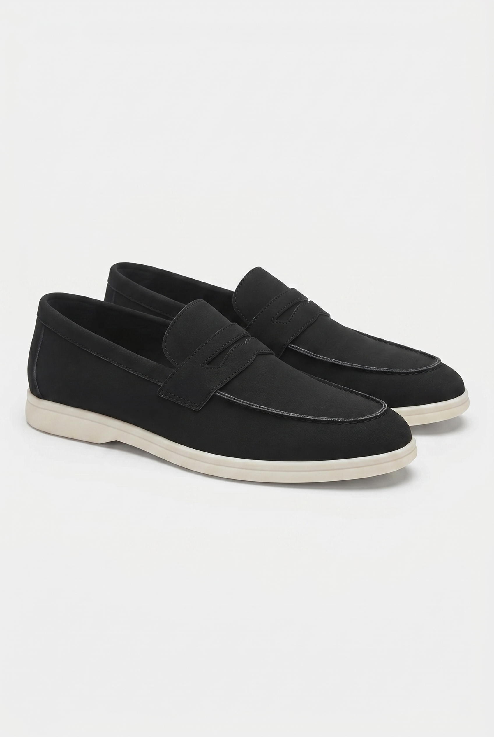 Herren Wildleder Penny Loafer mit weißer Flachsohle