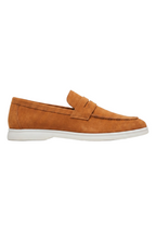 Herren Wildleder Penny Loafer mit weißer Flachsohle