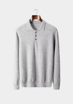 Herren Polopullover mit Knopfleiste und Langen Ärmeln