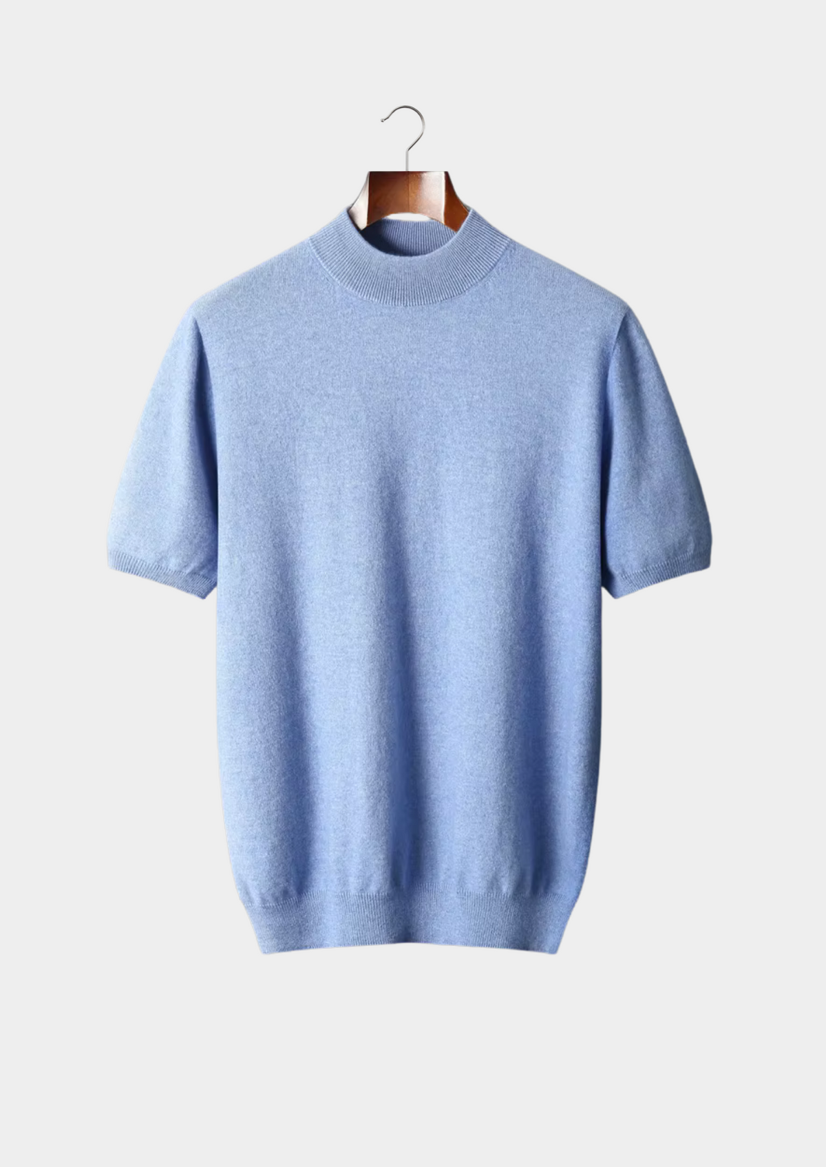 Herren Feinstrick-Shirt mit Stehkragen und Kurzen Ärmeln