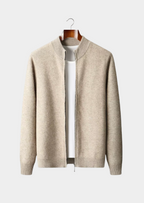 Herren Strickjacke mit Reißverschluss und Ripp-Stehkragen