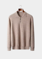Herren Polopullover mit Knopfleiste und Langen Ärmeln