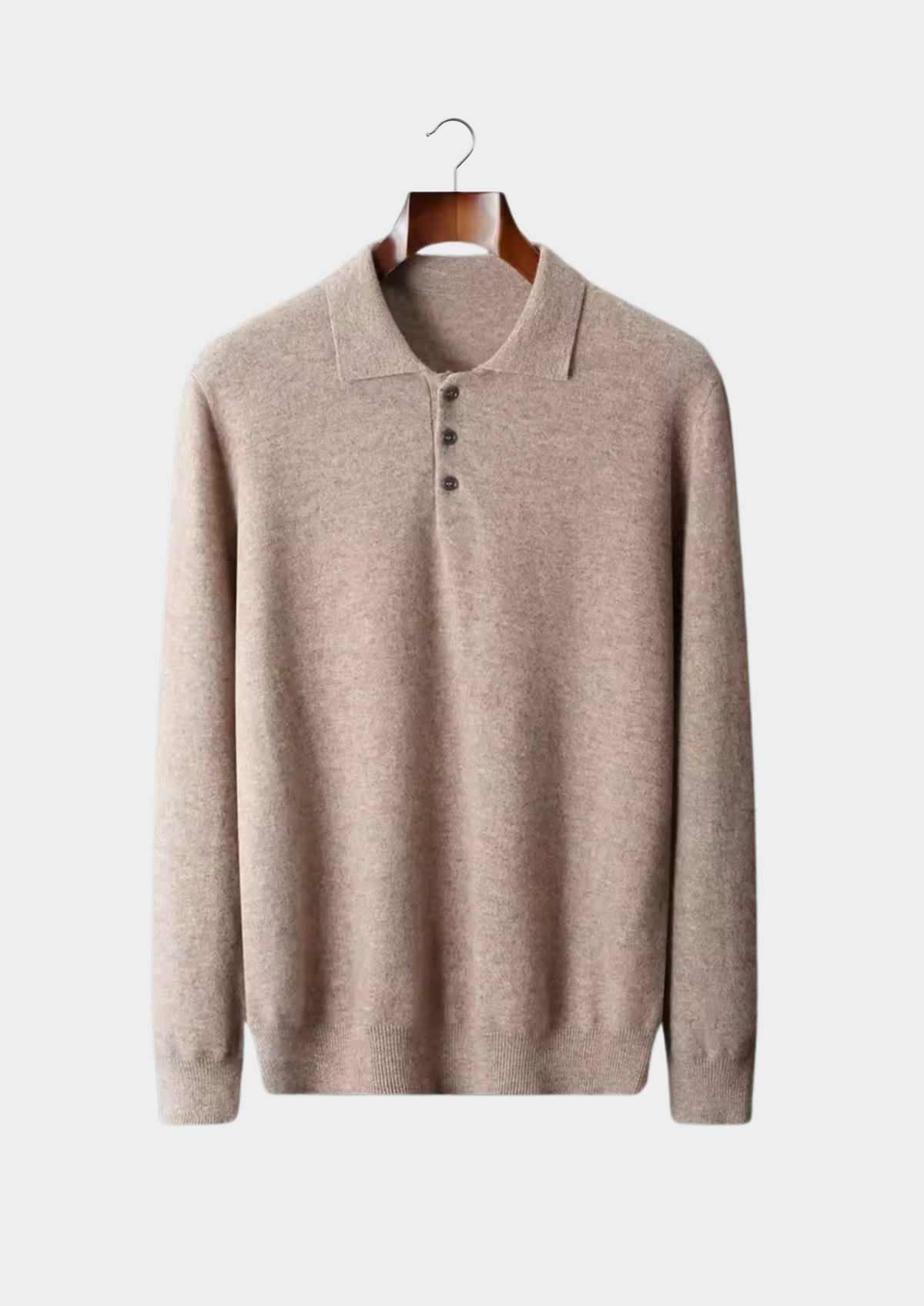 Herren Polopullover mit Knopfleiste und Langen Ärmeln