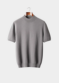 Herren Feinstrick-Shirt mit Stehkragen und Kurzen Ärmeln