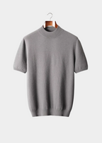 Herren Feinstrick-Shirt mit Stehkragen und Kurzen Ärmeln