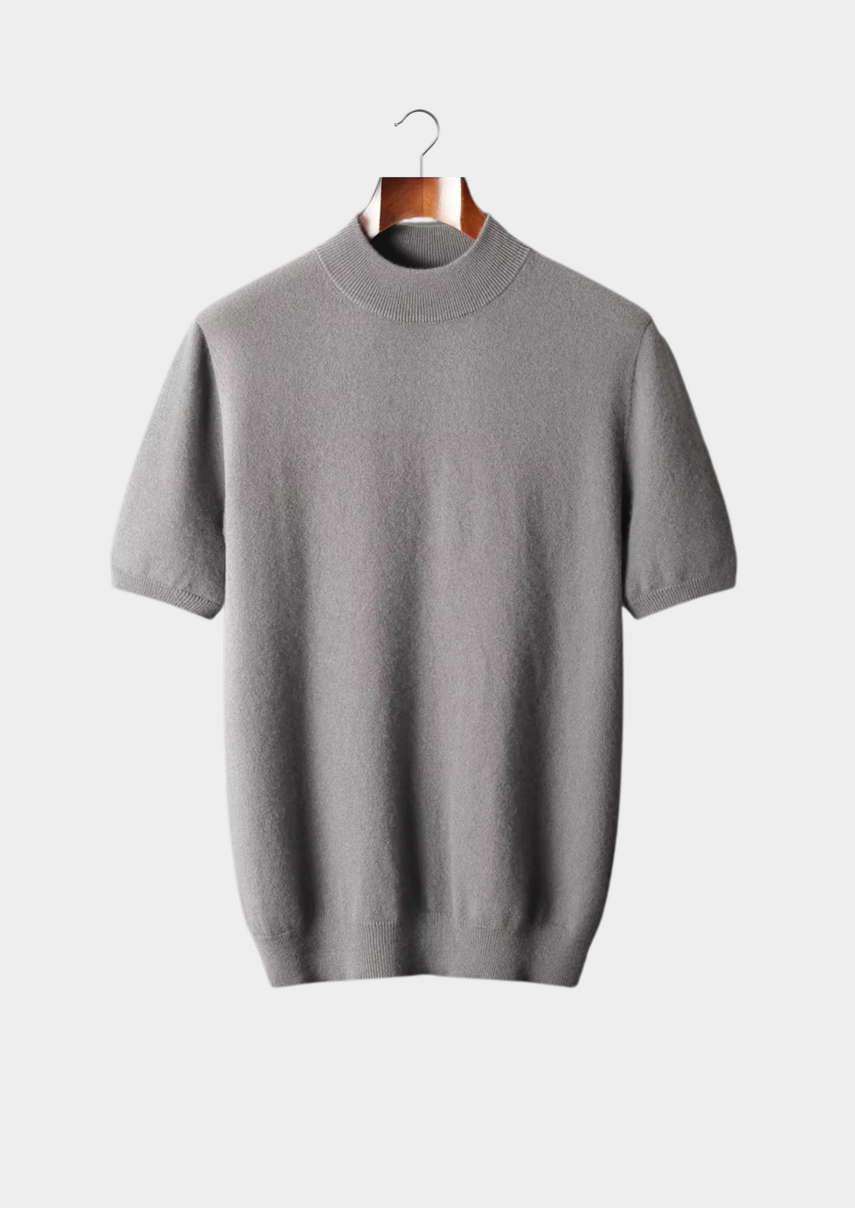 Herren Feinstrick-Shirt mit Stehkragen und Kurzen Ärmeln