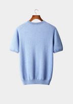 Herren Feinstrick-Shirt mit Rundhalsausschnitt und Kurzen Ärmeln