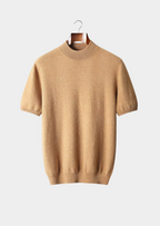 Herren Feinstrick-Shirt mit Stehkragen und Kurzen Ärmeln