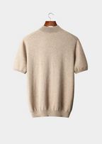Herren Feinstrick-Shirt mit Stehkragen und Kurzen Ärmeln