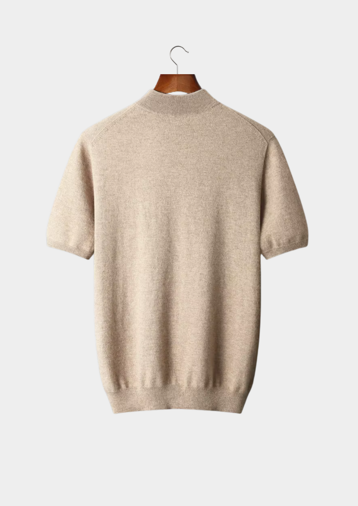 Herren Feinstrick-Shirt mit Stehkragen und Kurzen Ärmeln