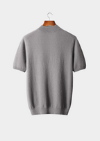 Herren Feinstrick-Shirt mit Stehkragen und Kurzen Ärmeln