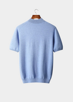 Herren Feinstrick-Shirt mit Stehkragen und Kurzen Ärmeln